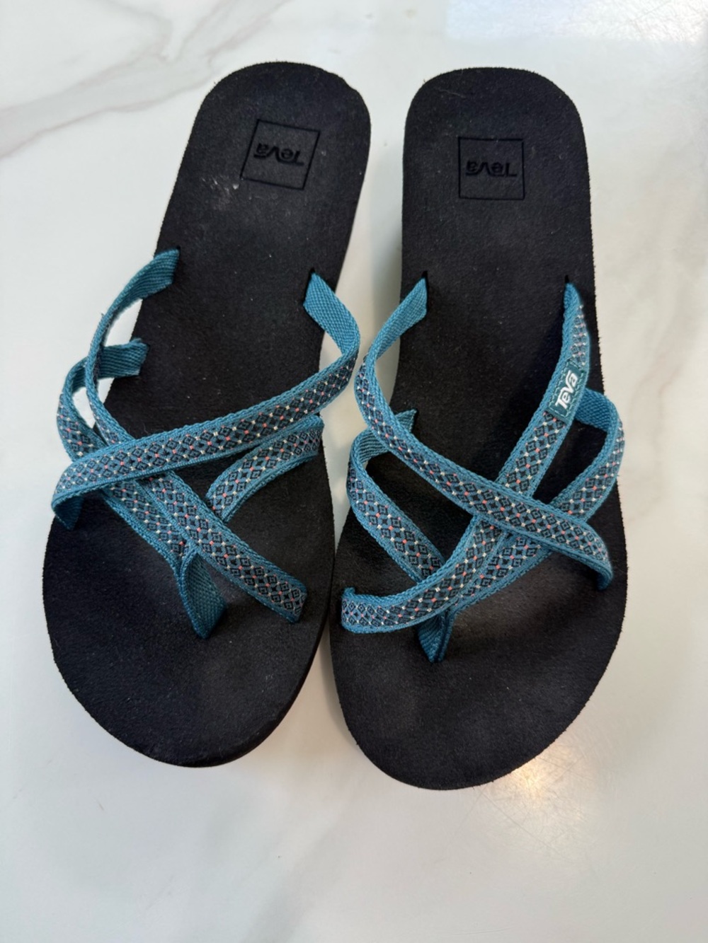 Teva Women’s Teal Strappy Slide Sandals